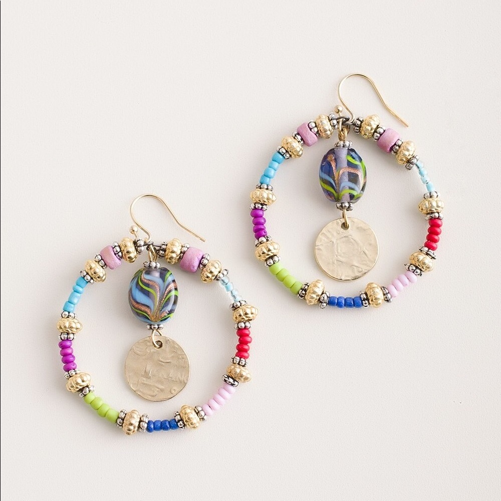 Chicos Hoop Seed Bead Earrings